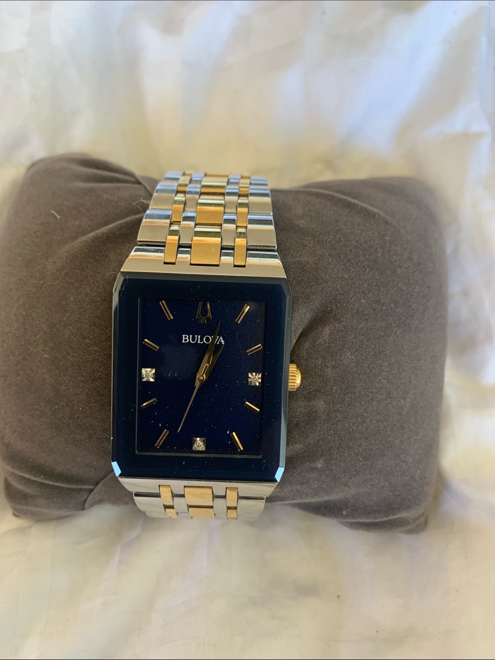 Bulova Two-Tone Gold & Silver Bracelet Watch with Blue Dial
